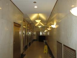 Nicely polished brass and marble lobby