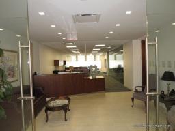 Double glass door entrance to reception area