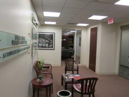 Waiting area looking in to conference room