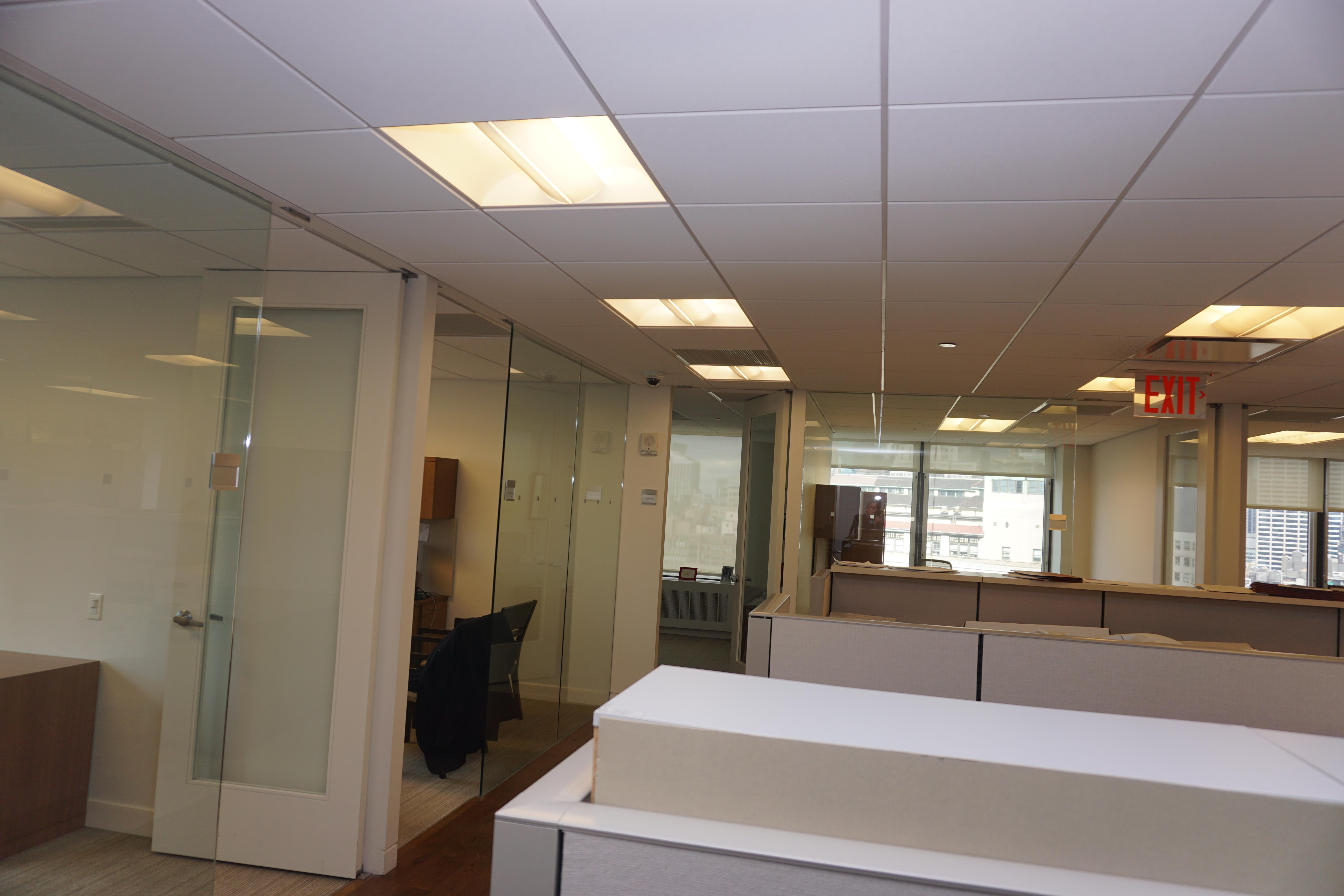 2 interior offices (left) with glass wall