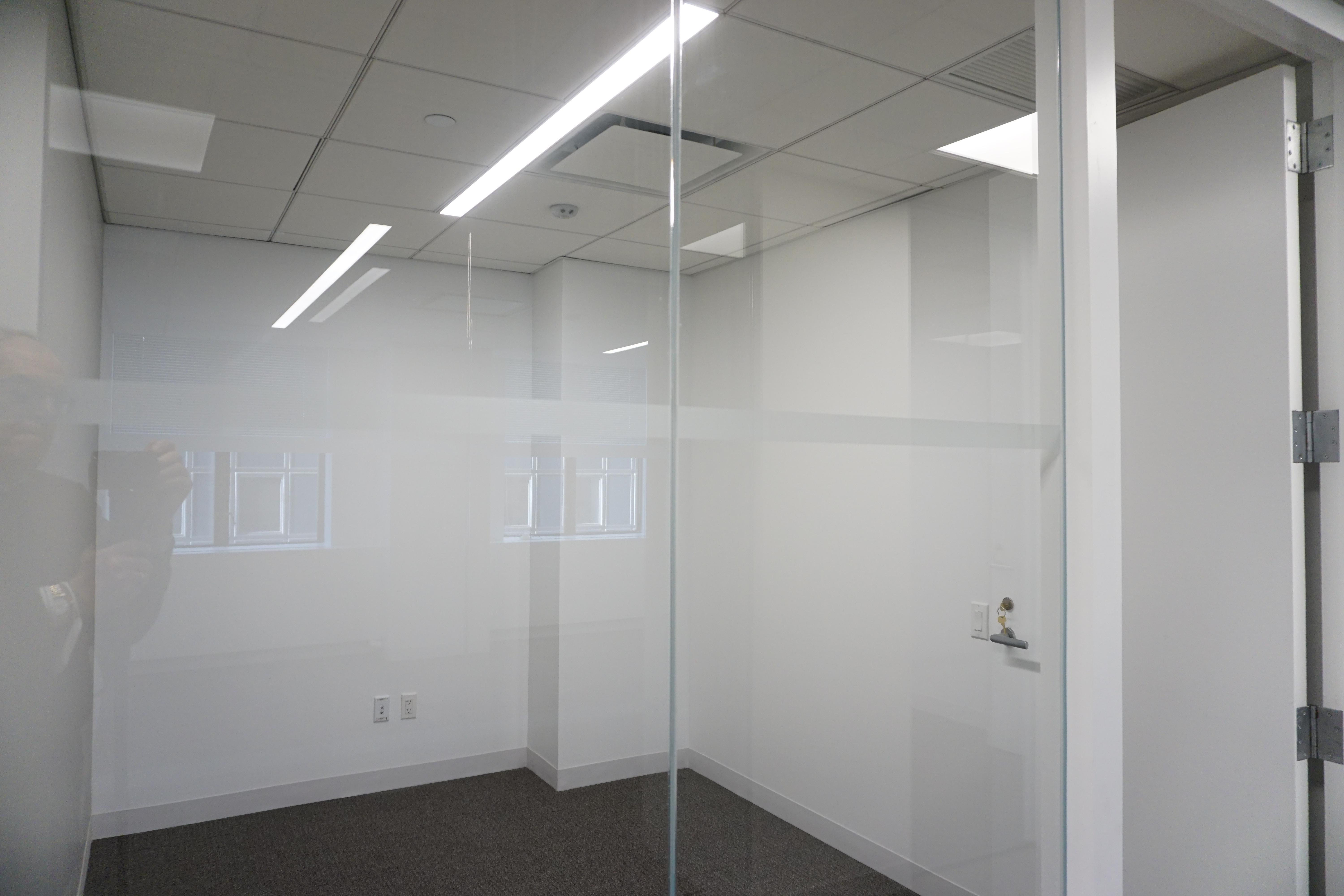 Interior office with glass front