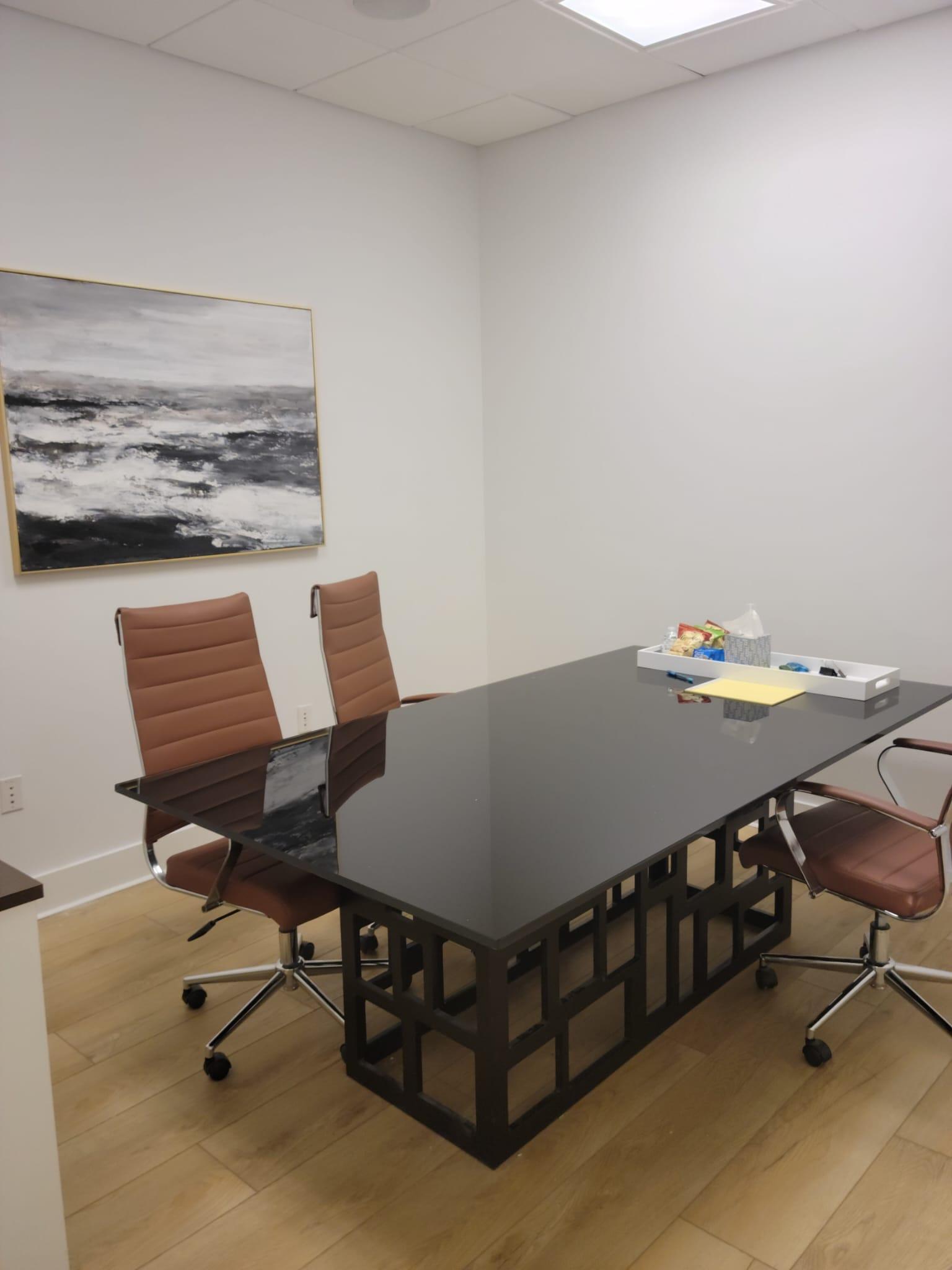 Shared Conference Room.   Comfortably fits 5 people. 