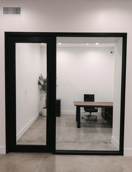 Glass wall of office