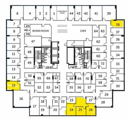 3-office suite plus bullpen, and 2 corner offices